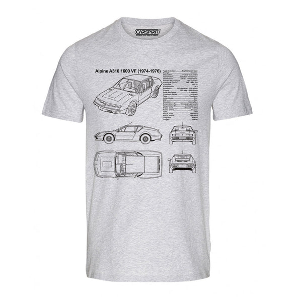T-Shirt Gris chiné ( Taille 3XL ) Homme voiture A310 fiche technique | Outlet