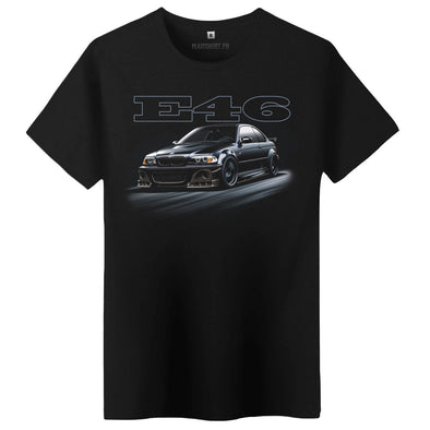 T-Shirt Noir Homme BMW E46 tuning | 100% coton, coupe régulière | idée cadeau fan voiture allemande