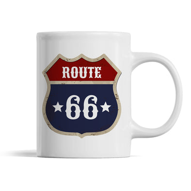 Mug Motard Route 66 personnalisable | en céramique Blanc Brillant | imprimé des 2 côtés | idée cadeau biker