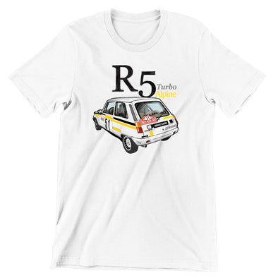 T-Shirt Blanc Homme ( Taille XL ) dessin R5 Alpine Turbo monte carlo | Outlet