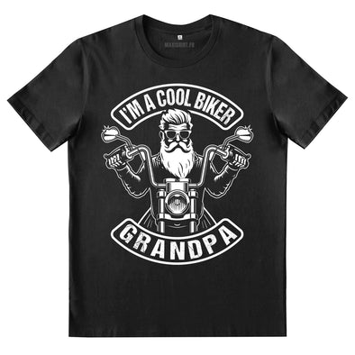 T-Shirt Noir Homme papy Motard | I'm a cool biker GrandPa | idée cadeau fête des grand-pères