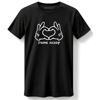 T-Shirt Noir Homme 100% coton manches courtes | J'aime Nickey | idée cadeau humour décalé