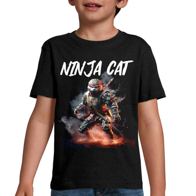 T-Shirt enfant Ninja Cat kung fu | tissu épais, 100% coton | idée cadeau halloween