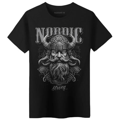 T-Shirt premium noir Nordic Viking | 100% coton Bio, épais, coupe régulière | doux et confortable
