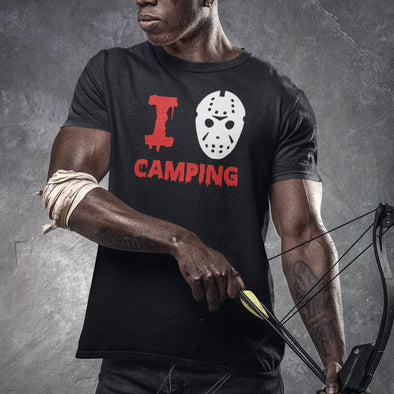 T-Shirt Noir Homme | Halloween  I Love Camping - Michael Myers | 100% coton