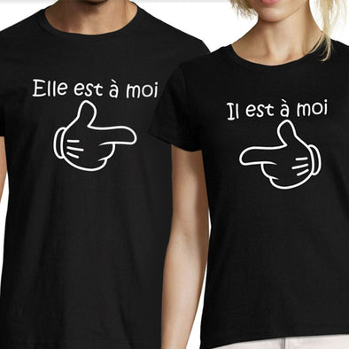 T-Shirts (x2) Couple jaloux humoristique | pour homme et femme, manches courtes, 100% coton | idée cadeau saint valentin