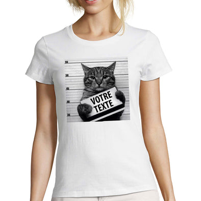 T-Shirt Chat pour Femme à personnaliser avec votre texte | Humour |  idée cadeau animaux | tee shirt personnalisé