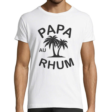T-Shirt Blanc Homme manches courtes | Apero, Papa Au Rhum, 100% coton, idée cadeau fête des pères