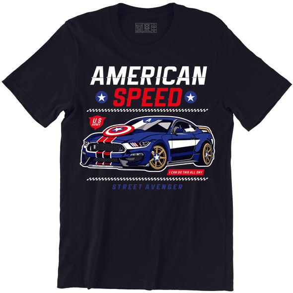T-Shirt Homme Voiture American Speed | 100% coton coupe régulière | idée cadeau rétro vintage