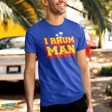 T-Shirt humour Homme I Rhum Man ( Taille 5XL ), Bleu Royal, 100% coton - Outlet Maxi-Shirt