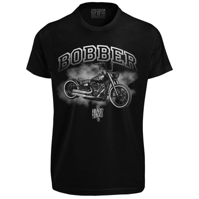 T-Shirt Noir Homme Manches courtes | Bobber motorcycle | 100% coton, idée cadeau motard