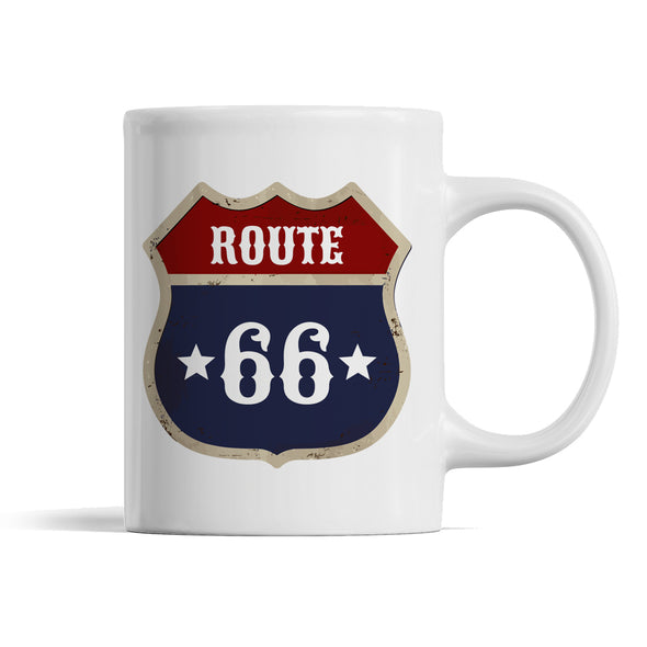 Mug Motard Route 66 personnalisable | en céramique Blanc Brillant | imprimé des 2 côtés | idée cadeau biker