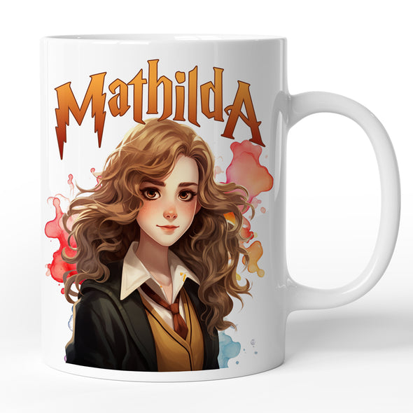 Mug Hermione personnalisable avec prénom | idée cadeau fan Harry Potter | en céramique blanc brillant