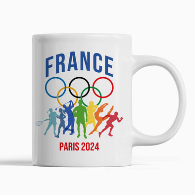 Mug Jeux Olympiques France Paris 2024 | idée cadeau souvenir JO | céramique, blanc brillant, imprimés des 2 côtés
