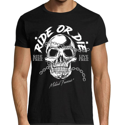 T-Shirt ( Taille XXL ) Moto Noir Homme | Ride Or Die | idée cadeau motard biker | Outlet