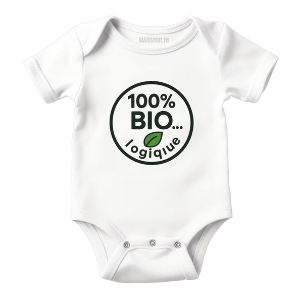 Body bébé humour logo 100% bio, Vêtement Blanc nouveau né MAXI SHIRT