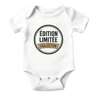 Body bébé humour 'Edition limitée', Vêtement Blanc nouveau né 100% coton MAXI SHIRT