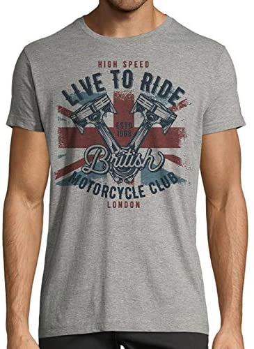 T-Shirt gris chiné Homme manches courtes | Live to Ride British biker | idée cadeau motard