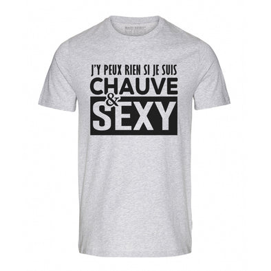T-Shirt humour Homme | Chauve et sexy | 100% coton, idée cadeau Papa, Quarantenaire