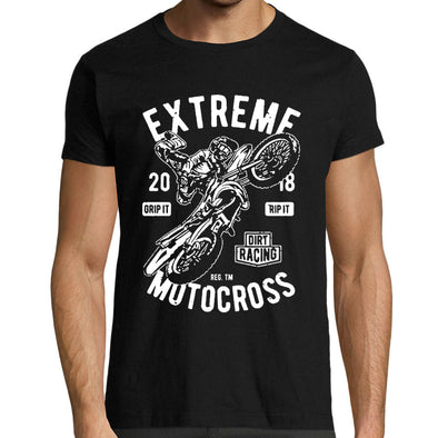 T-Shirt Noir Homme manches courtes - Extreme Motocross - idée cadeau motard MAXI SHIRT