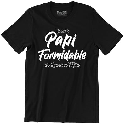 T-Shirt Personnalisé Papi Formidable | ajoutez les prénoms des petits enfants | idée cadeau fête des grands pères| 100% coton