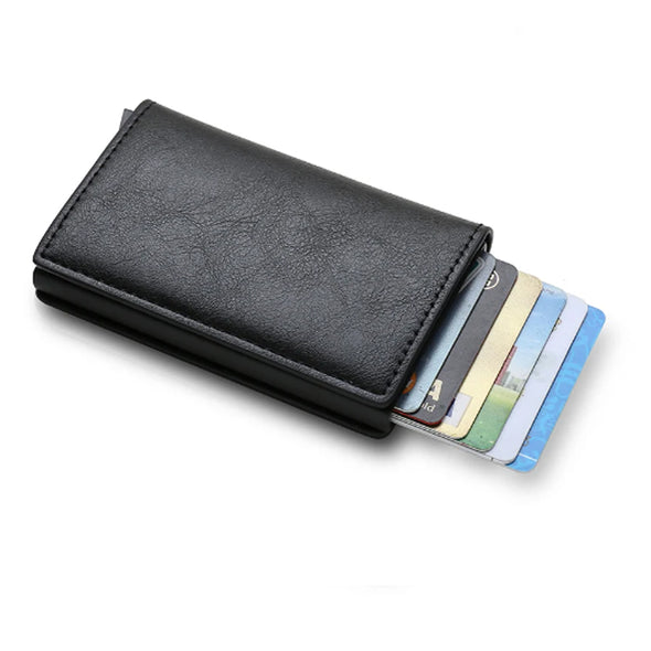 Porte-cartes en cuir PU, étui pour cartes bancaires, blocage RFID, portefuille homme stylé