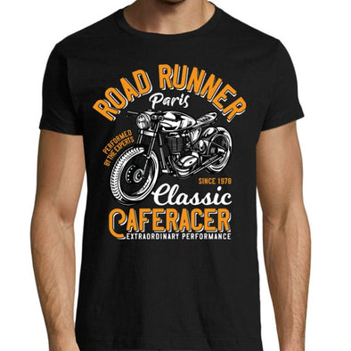 T-Shirt Road Runner ( Taille S ) - Moto Cafe Racer - idée cadeau motard biker - outlet