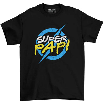 T-Shirt Super Hero Papy | Noir |  manches courtes | 100% coton | idée cadeau fête des grand-pères Maxishirt.fr