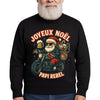 Sweat-Shirt Joyeux Noël Papi Rebel, Motif Père Noël Motard, Noir, Design de Noël Humoristique MAXI SHIRT