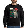 Sweat-shirt de Noël personnalisé Miaou Chat, Imprimé Chat avec Arbre de Noël, Noir, Unisexe MAXI SHIRT