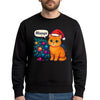 Sweat-shirt de Noël personnalisé Miaou Chat, Imprimé Chat avec Arbre de Noël, Noir, Unisexe MAXI SHIRT