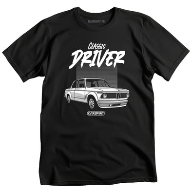 T-Shirt Classic Driver BM, Coton, Noir, Coupe Régulière, Idée cadeau homme MAXI SHIRT