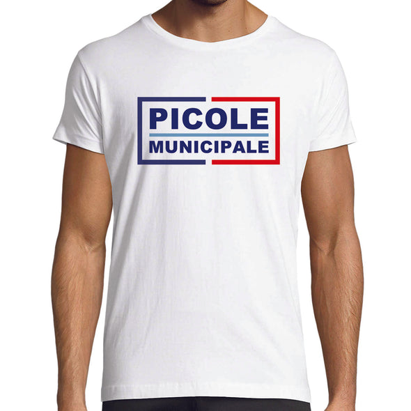 T-Shirt Blanc Drôle Picole Municipale |  manches courtes | 100% coton | idée cadeau humour homme