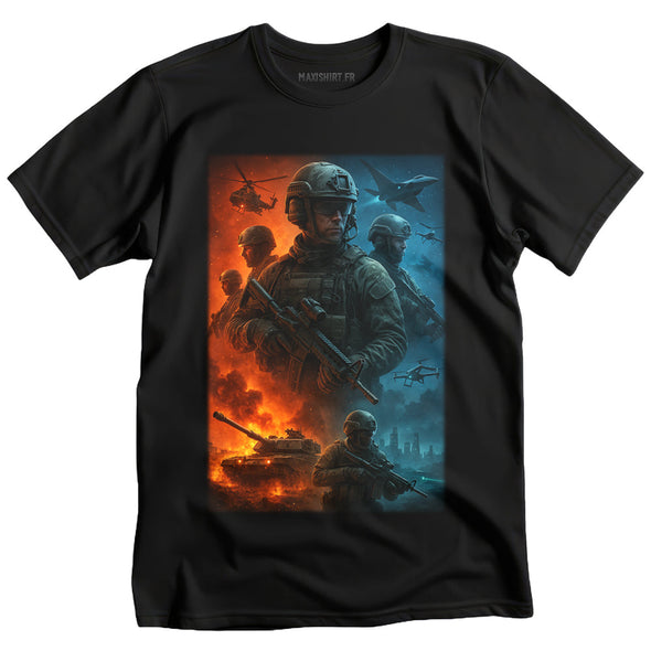 T-Shirt Gamer style Battlefield | 100% coton, coupe régulière | idée cadeau geek MAXI SHIRT