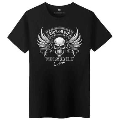 T-Shirt Biker Ride or Die Skull Wings pour Motard  | 100% coton bio, coupe régulière | doux et confortable Maxi Shirt