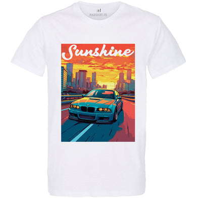 T-Shirt illustré voiture BMW E46 Sunshine | 100% coton, coupe régulière | idée cadeau fan bmw