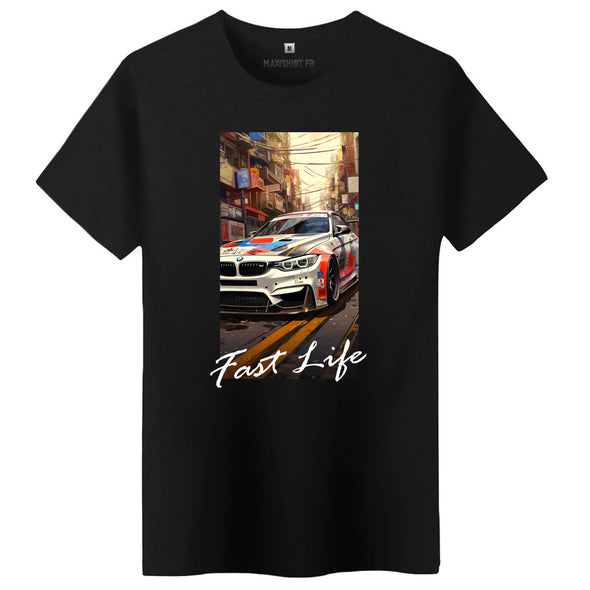 T-Shirt Premium illustré bmw m3 tokyo Fast Life | 100% coton, coupe régulière | idée cadeau fan voiture allemande