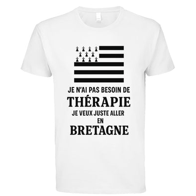 T-Shirt Bretagne thérapie | idée cadeau drôle breton | blanc 100% coton MAXI SHIRT