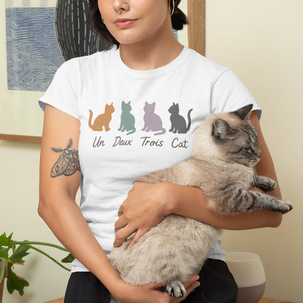 T-Shirt Chat 'Un, deux, trois, Cat' Blanc 100% coton MAXI SHIRT
