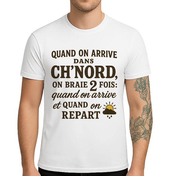 T-Shirt Chti Humour Français avec Citation Ch'Nord, Blanc, Coupe Classique MAXI SHIRT
