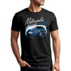 T-Shirt Clio V6 Bleue, Voiture de Sport Street racer, Design Graphique, Noir MAXI SHIRT