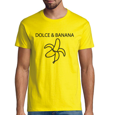 T-Shirt Jaune humour Dolce Banana  | 100% coton, doux et résistant | idée cadeau parodique