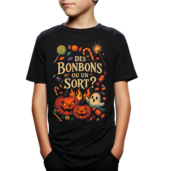 T-Shirt Halloween Enfant Des Bonbons ou Un Sort MAXI SHIRT