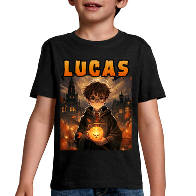 T-Shirt Enfant Halloween thème Harry potter personnalisable avec prénom | tissu épais, 100% coton | idée cadeau anniversaire garçon
