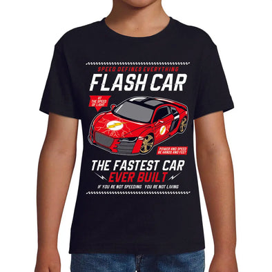 T-Shirt noir Enfant hotwheels audi r8 Flash Car | tissu épais, 100% coton | idée cadeau frère ou cousin Maxishirt.fr