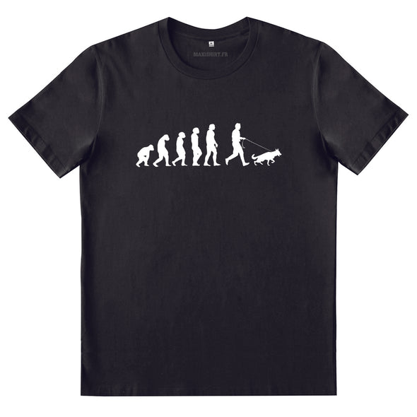 T-Shirt Evolution Maître chien | fan animal de compagnie | 100% coton, manches courtes, coupe régulière