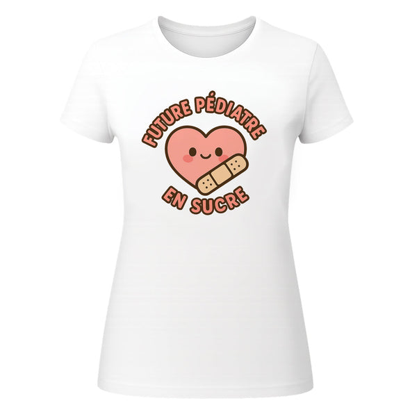 T-Shirt Future Pédiatre en sucre pour Femme, 100% coton, coupe slim MAXI SHIRT