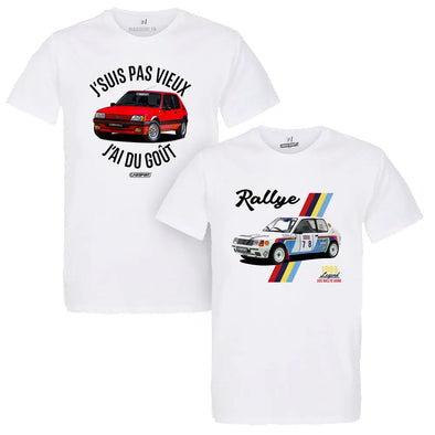 Lot de 2 T-Shirts Homme auto 205 gti et 205 rallye T16 | 100% coton, coupe régulière, grammage lourd Maxi Shirt