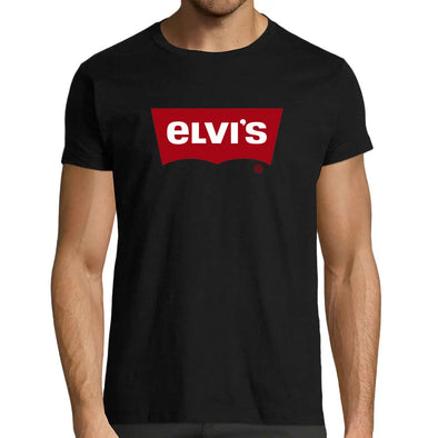 T-Shirt noir Homme ( Taille XXL ) Elvi's logo détourné levi's | Outlet Maxishirt.fr