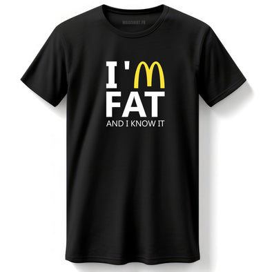T-Shirt Homme Humoristique | I'm Fat and i know it | parodie logo macdo | 100% coton, idée cadeau drôle
